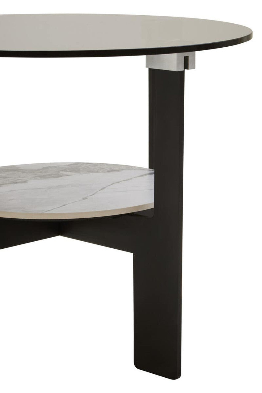 Imperia Round Grey Glass And Ceramic Small Coffee Table