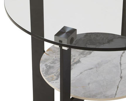 Imperia Round Grey Glass And Ceramic Small Coffee Table