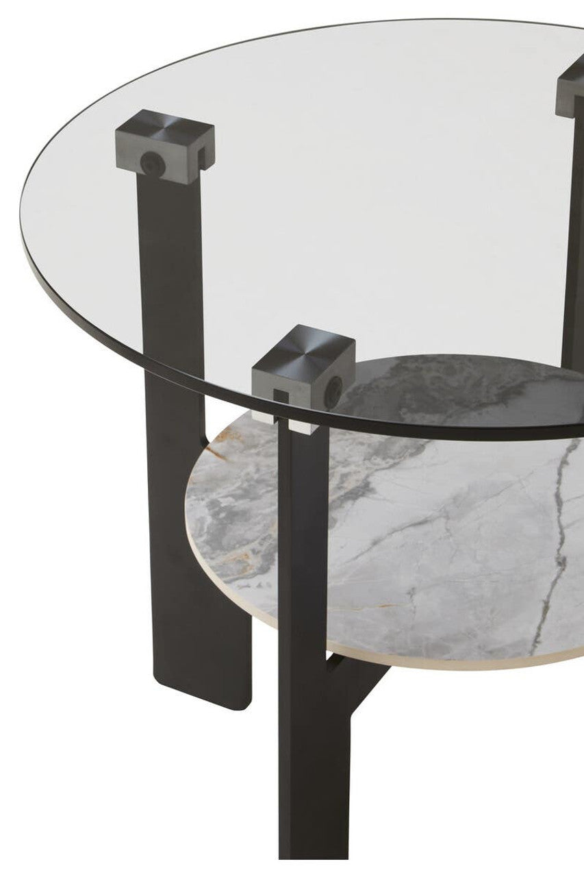 Imperia Round Grey Glass And Ceramic Small Coffee Table