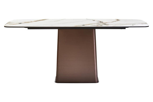 Imperia White Ceramic Marble Effect Rectangular Dining Table