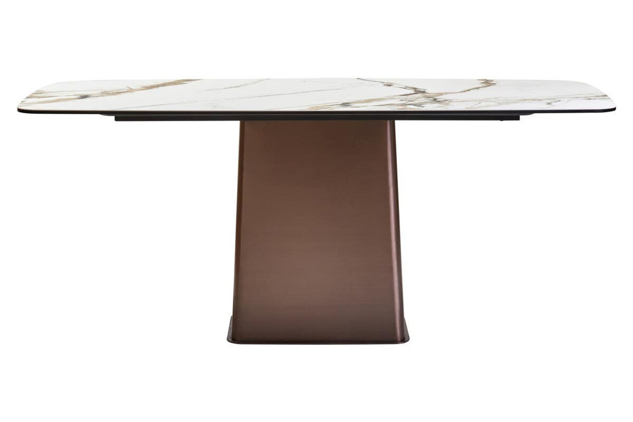 Imperia White Ceramic Marble Effect Rectangular Dining Table