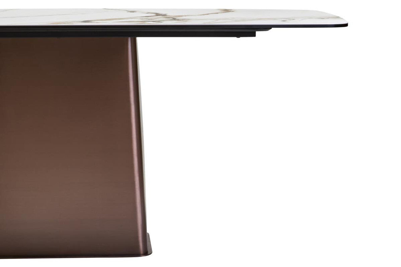 Imperia White Ceramic Marble Effect Rectangular Dining Table