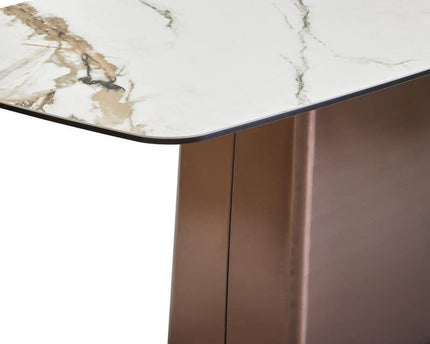 Imperia White Ceramic Marble Effect Rectangular Dining Table