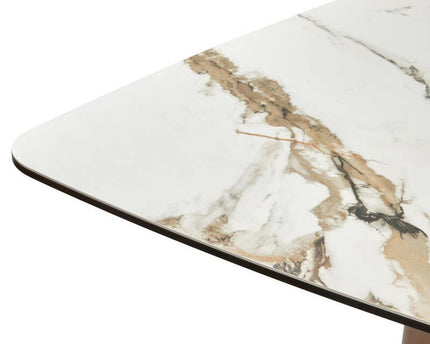 Imperia White Ceramic Marble Effect Rectangular Dining Table