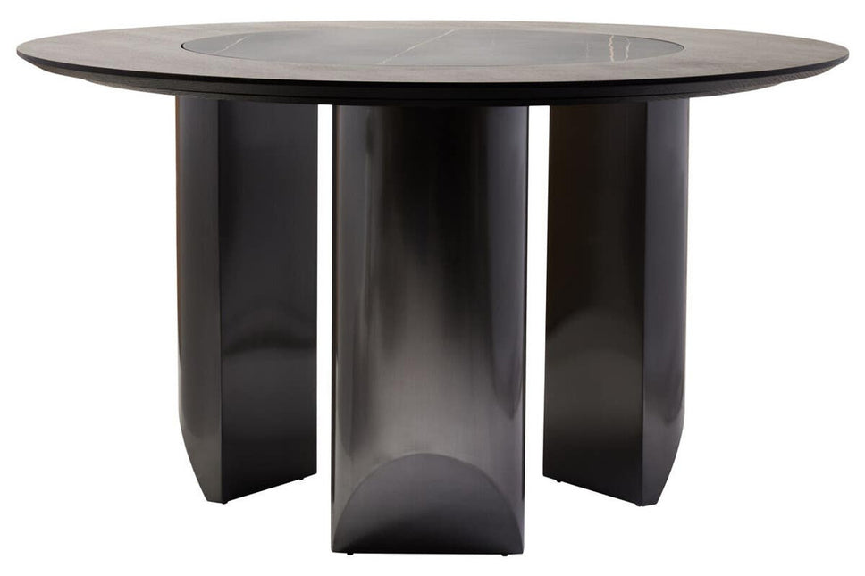 Imperia Round Veneer Dining Table with Ceramic Lazy Susan