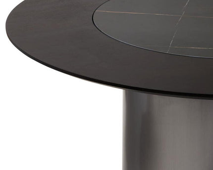 Imperia Round Veneer Dining Table with Ceramic Lazy Susan