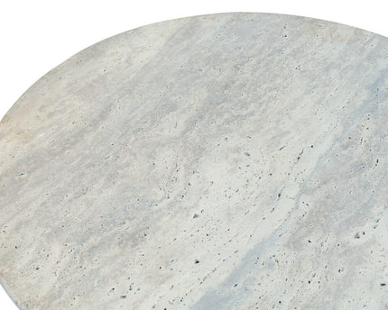 Walton Travertine Top Coffee Table with Black Acacia Wood Base