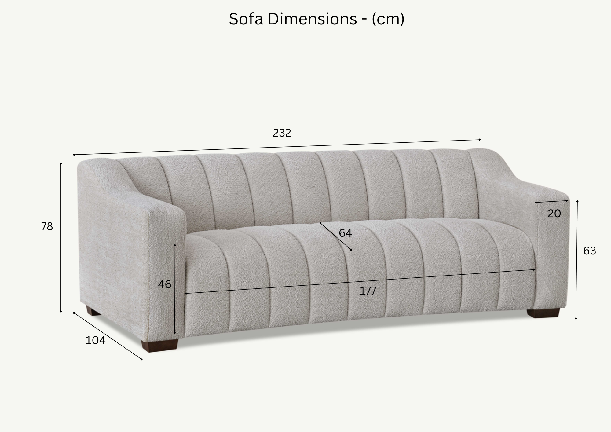 Aluxo Astoria 3 Seater Sofa in Boucle Fabric