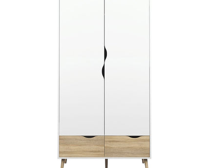 Oslo Wardrobe 2 Doors 2 Drawers in White and Oak
