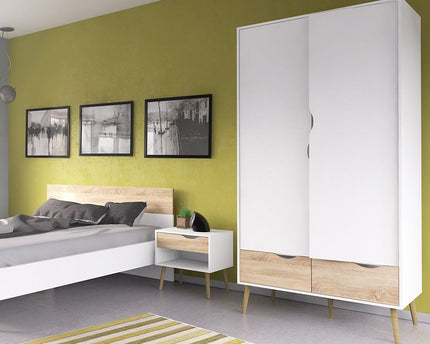 Oslo Wardrobe 2 Doors 2 Drawers in White and Oak