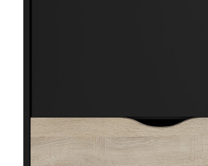 Oslo Wardrobe 2 Doors 2 Drawers in Black and Oak