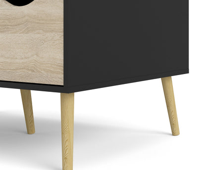 Oslo Wardrobe 2 Doors 2 Drawers in Black and Oak