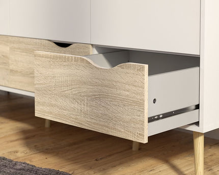 Oslo Wardrobe 3 Doors 3 Drawers in White and Oak