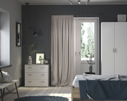 Space Package - Bedside 1 Drawer + Chest of 3 Drawers + Wardrobe with 2 doors + 1 drawer in White