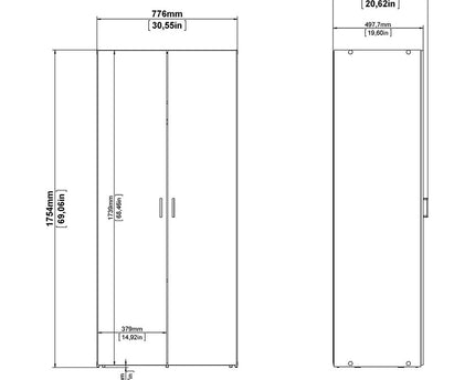 Space Package - Bedside 1 Drawer + Chest of 3 Drawers + Wardrobe with 2 doors + 1 drawer in White