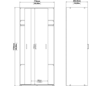 Space Wardrobe 2 Sliding Doors in White 1750