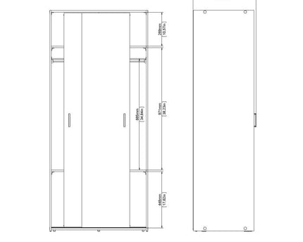 Space Wardrobe 2 Sliding Doors in White 1750