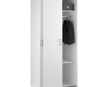 Space Wardrobe with 2 Sliding Doors in White