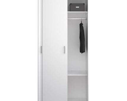 Space Wardrobe with 2 Sliding Doors in White