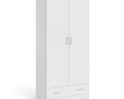 Space Wardrobe with 2 Doors + 1 Drawer in White 1750