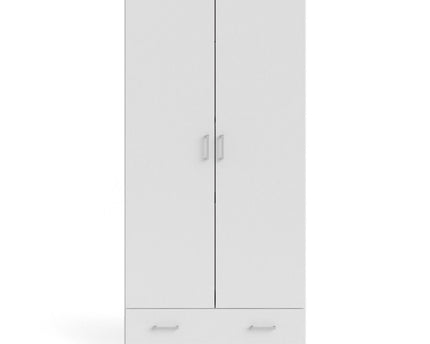 Space Wardrobe with 2 Doors + 1 Drawer in White 1750