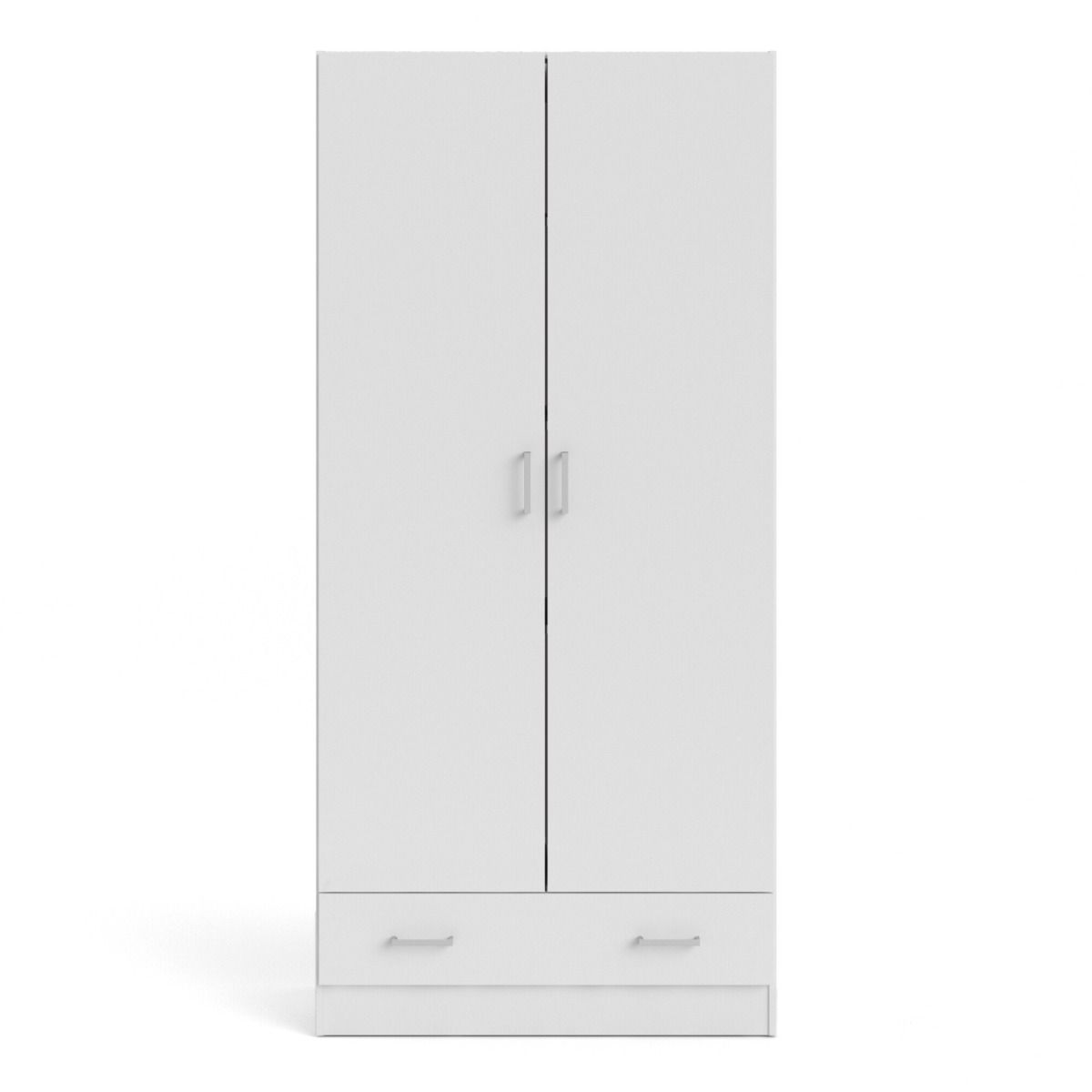 Space Wardrobe with 2 Doors + 1 Drawer in White 1750
