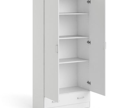 Space Wardrobe with 2 Doors + 1 Drawer in White 1750