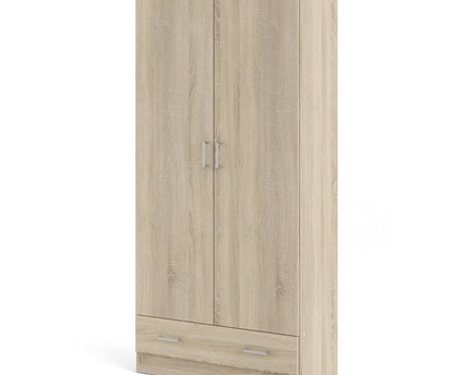 Space Wardrobe with 2 Doors + 1 Drawer in Oak 1750