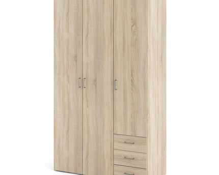 Space Wardrobe - 3 Doors 3 Drawers in Oak 2000