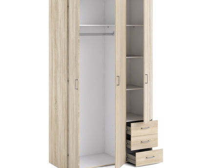 Space Wardrobe - 3 Doors 3 Drawers in Oak 2000