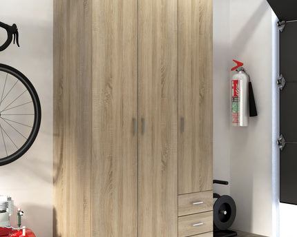 Space Wardrobe - 3 Doors 3 Drawers in Oak 2000