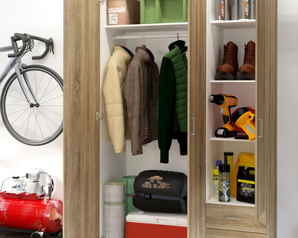 Space Wardrobe - 3 Doors 3 Drawers in Oak 2000