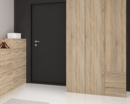 Space Wardrobe - 3 Doors 3 Drawers in Oak 2000