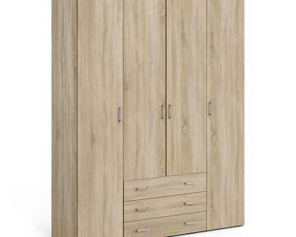 Space Wardrobe 3 Doors 3 Drawers in White 2000