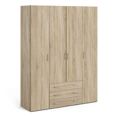 Space Wardrobe 3 Doors 3 Drawers in White 2000