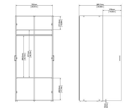 Space Wardrobe 2 Doors White 1750