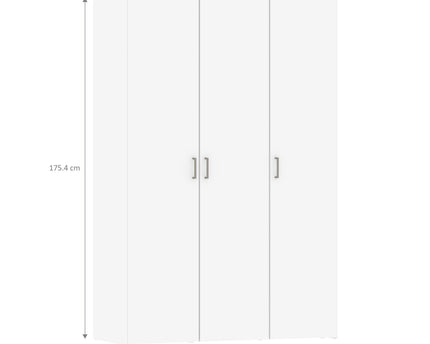 Space Wardrobe 3 Doors White 1750