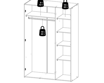 Space Wardrobe with 3 doors White 1750