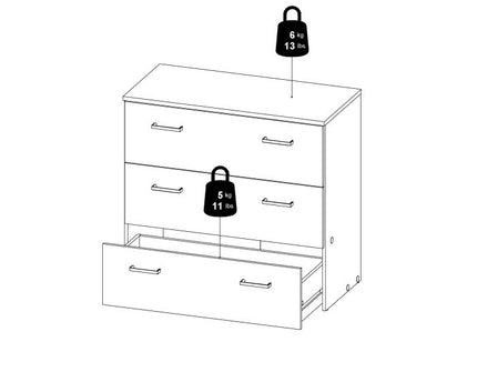 Space Chest of 3 Drawers in White