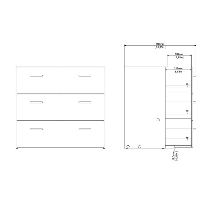 Space Chest of 3 Drawers in Oak