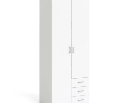 Space Wardrobe 2 Doors 3 Drawers in White 2000