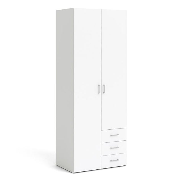 Space Wardrobe 2 Doors 3 Drawers in White 2000