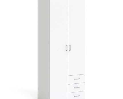 Space Wardrobe - 2 Doors 3 Drawers in White 2000