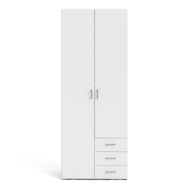 Space Wardrobe 2 Doors 3 Drawers in White 2000