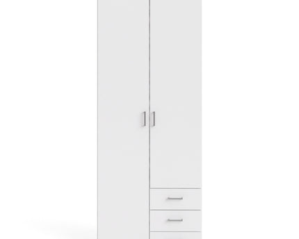 Space Wardrobe - 2 Doors 3 Drawers in White 2000