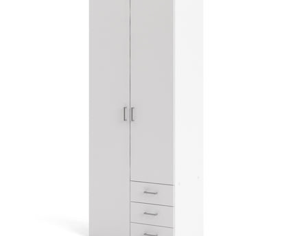 Space Wardrobe 2 Doors 3 Drawers in White 2000