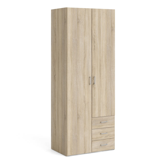 Space Wardrobe 2 Doors 3 Drawers in Oak 2000