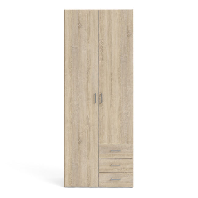 Space Wardrobe 2 Doors 3 Drawers in Oak 2000