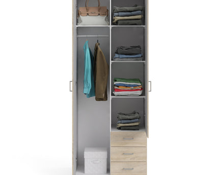 Space Wardrobe - 2 Doors 3 Drawers in Oak 2000