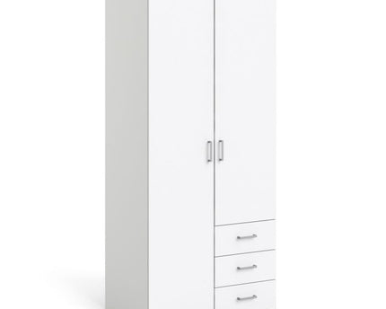 Space Wardrobe 2 Doors 3 Drawers White 1750